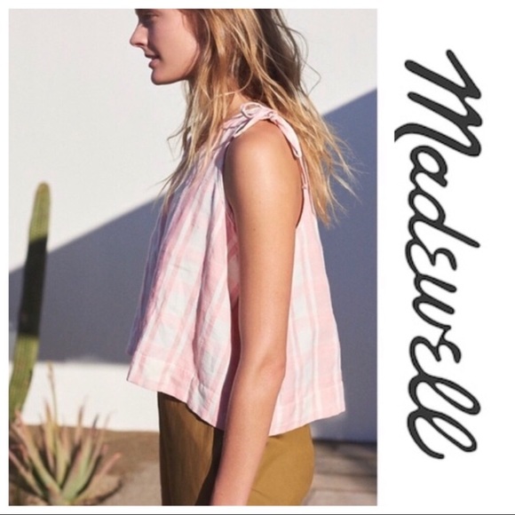MADEWELL Gingham Tie-Shoulder Checker Print Crop Large - Picture 6 of 12